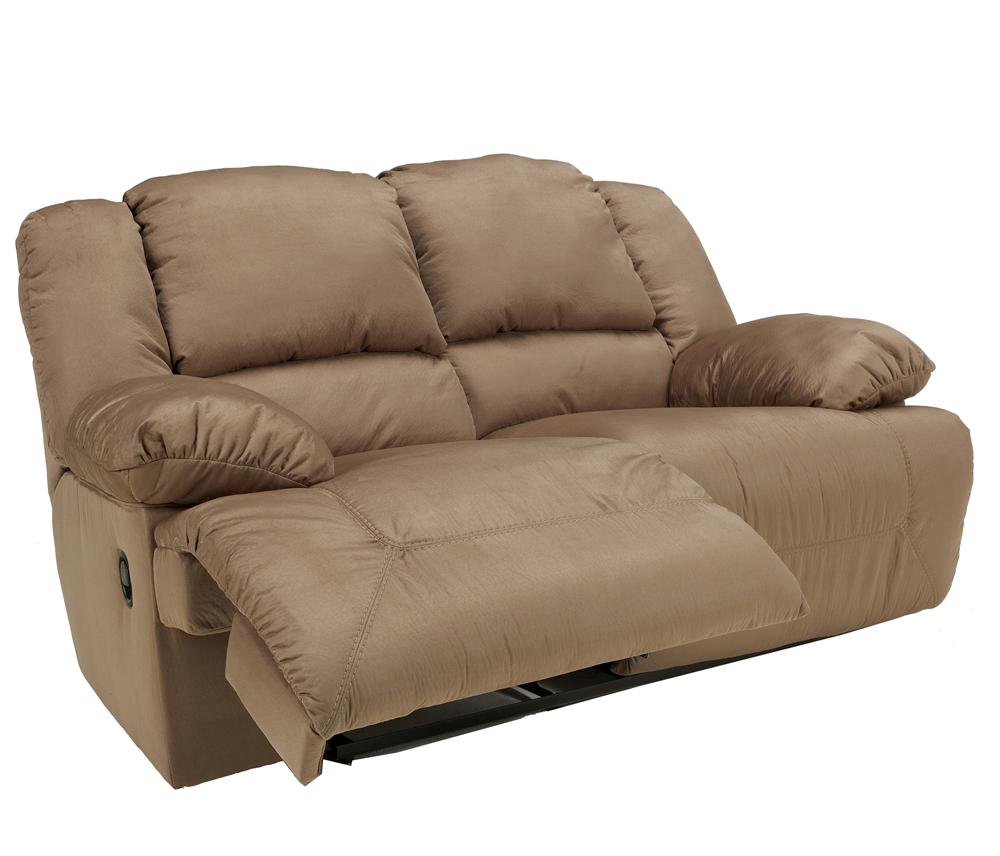 Ashley Signature Design Hogan Mocha Reclining Loveseat with Padded